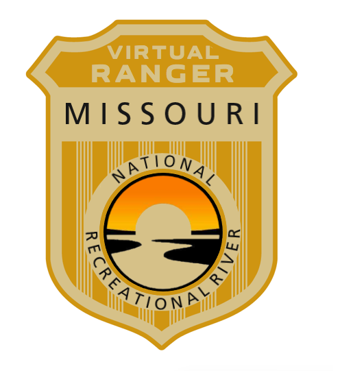 Gold and tan Missouri National Recreational River Virtual Junior Ranger Badge