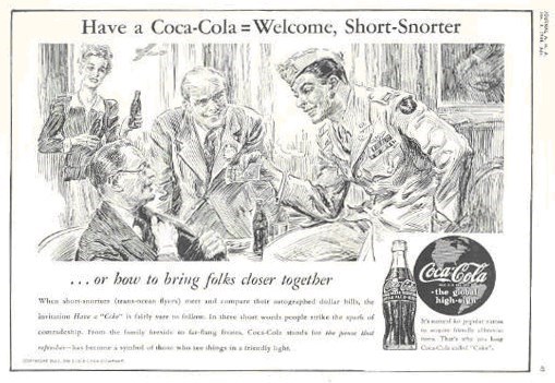 Illustrated ad for Coca Cola. Text in caption.
