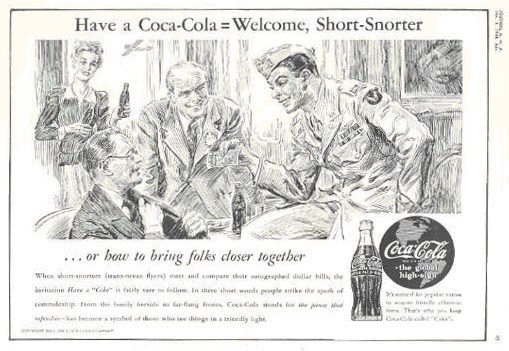Coca Cola Short-Snorter Ad Illustrated ad for Coca Cola. Text in caption.
