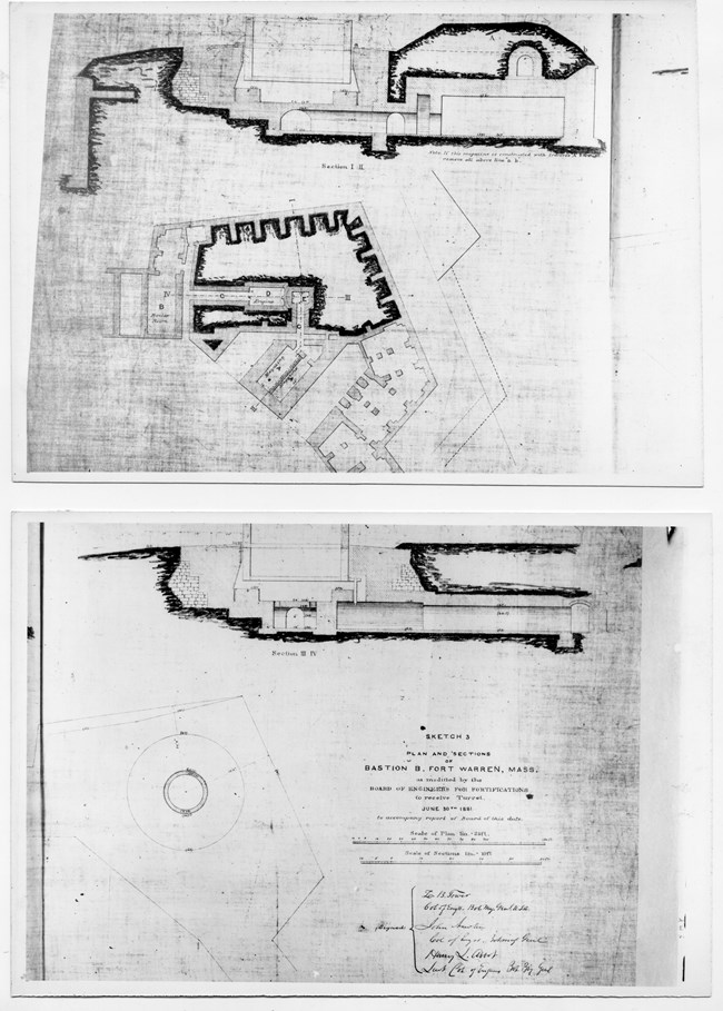 Sketches of Fort Warren Sketches of the plan for the building of Fort Warren.