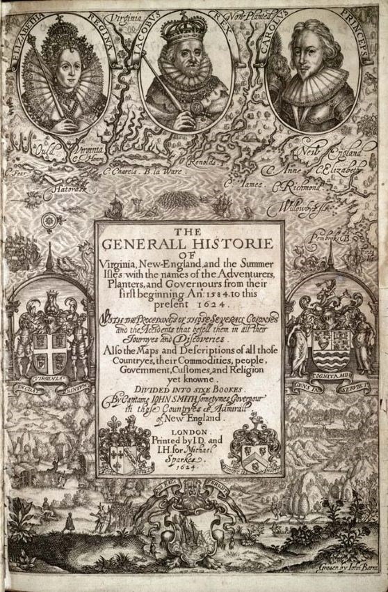 Title Page to John Smith's book A Generall Historie of Virginia
