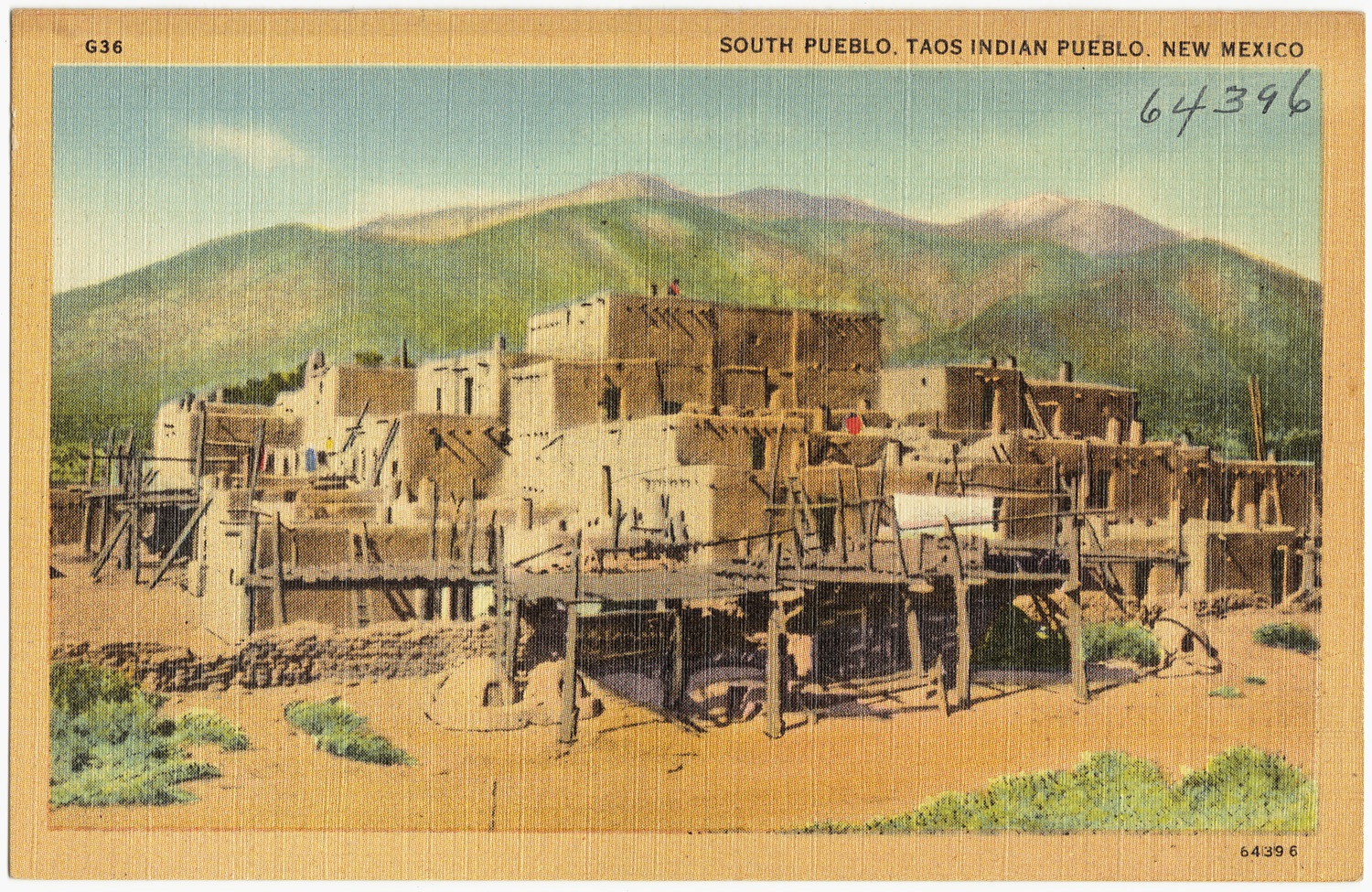 L261 Chrome Postcard 4x6 Taos Pueblo New Mexico 