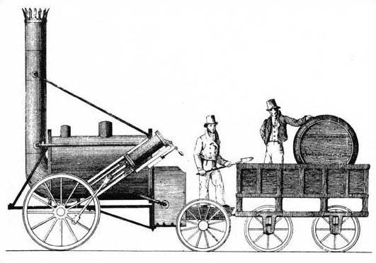 Stephenson's Rocket locomotive A sketch of George Stephenson's "Rocket" locomotive.