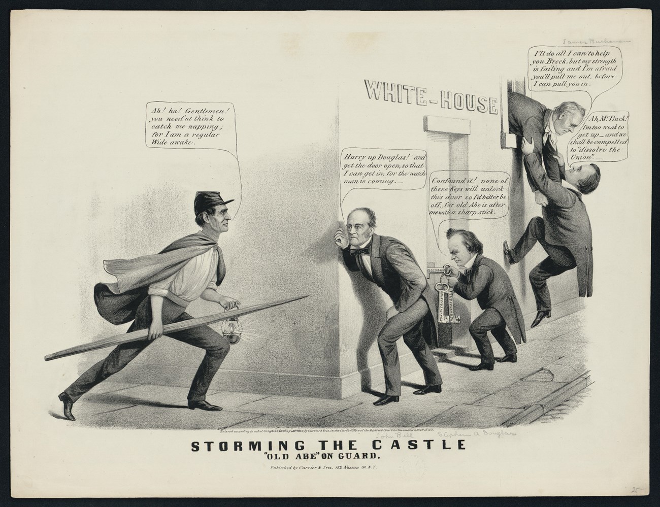 A political cartoon parodying the 1860 presidential election