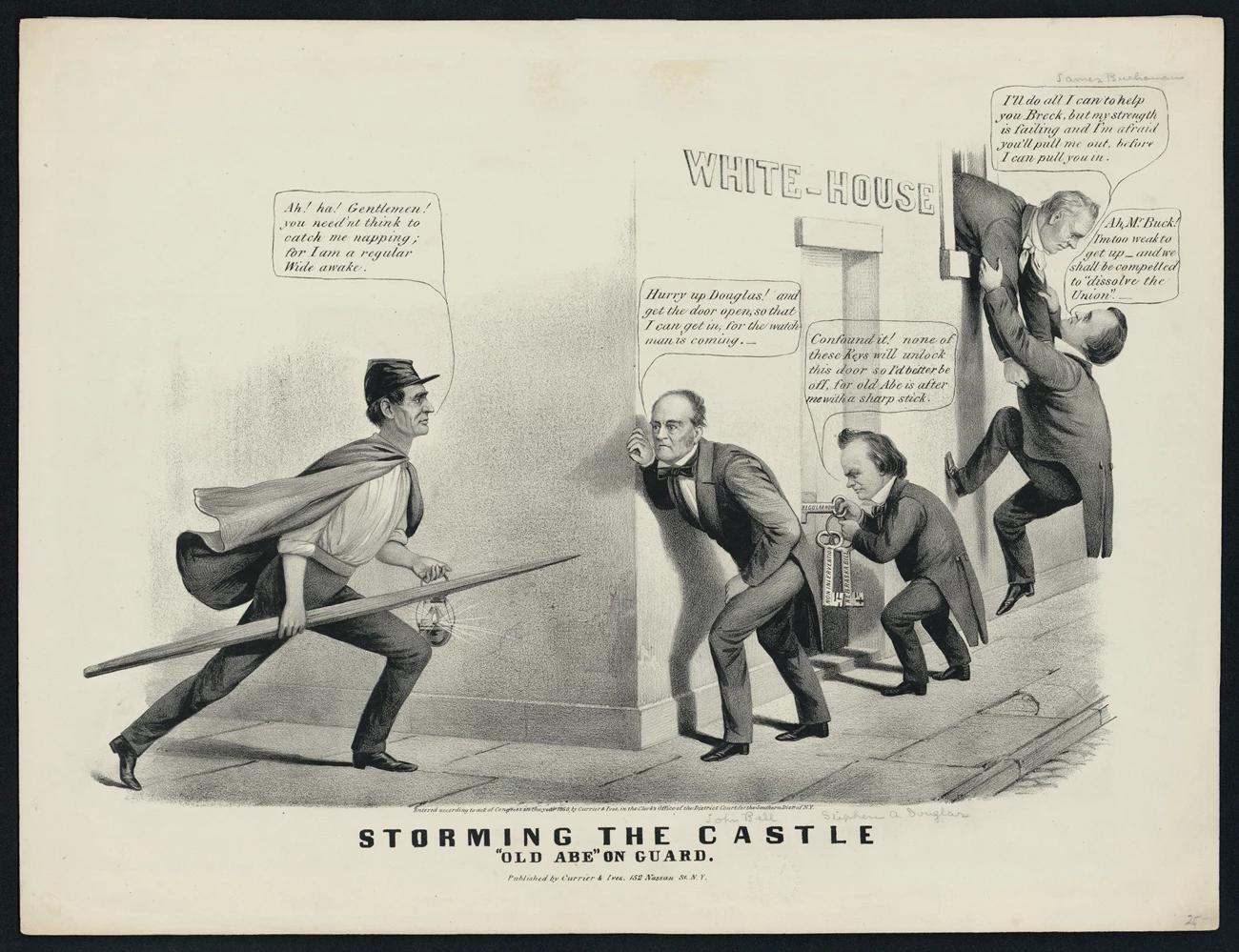 Storming the Castle A political cartoon parodying the 1860 presidential election