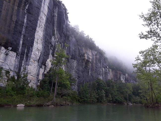 Streaked sandstone bluff