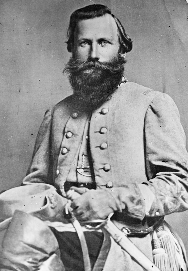 Black and white photograph of Confederate General Jeb Stuart