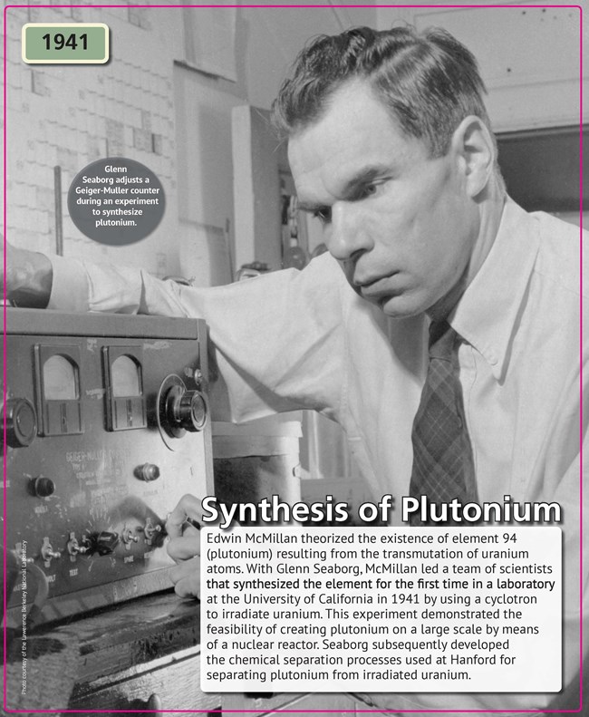 Synthesis of Plutonium A man with short-cropped dark wearing a long-sleeved white shirt and tie leaning over a piece of electronic equipment.
