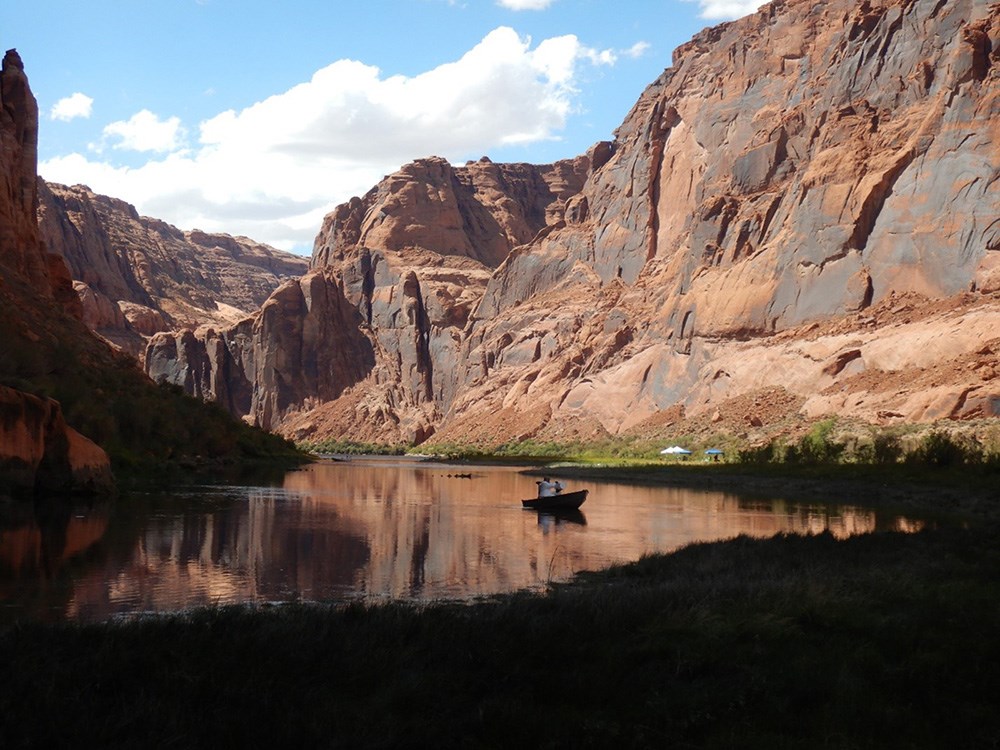 T cover photo_web A boat on the Colorado River, Grand Canyon.