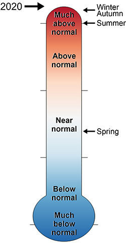 thermometer of temperatures at THST in 2020