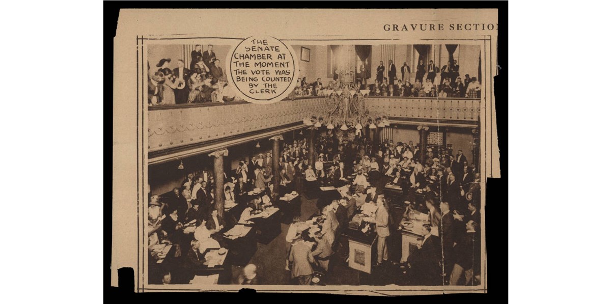 Women’s Suffrage ratification in the Tennessee Senate Chamber