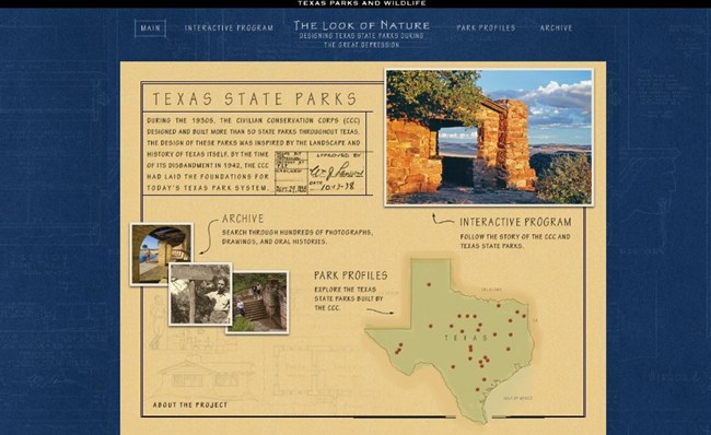 Texas Parks & Wildlife website detailing the history of the Civilian Conservation Corps in Texas State Parks