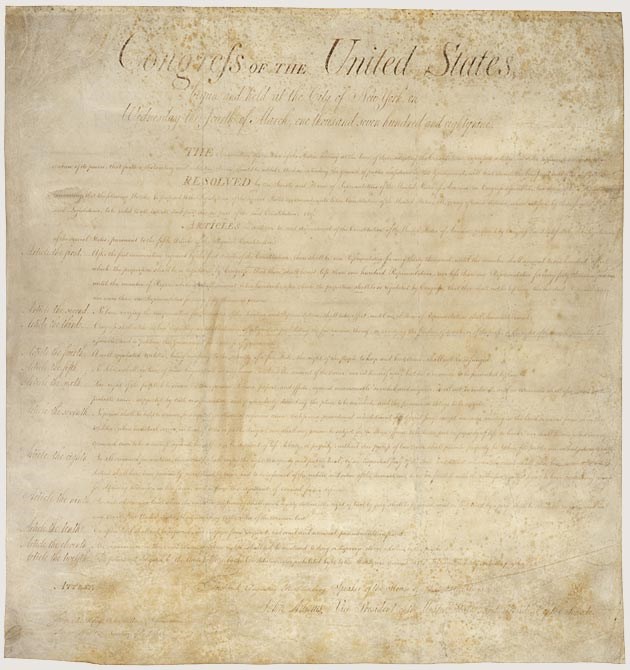 A handwritten document with "Congrefs of the United States" written in large font at the top