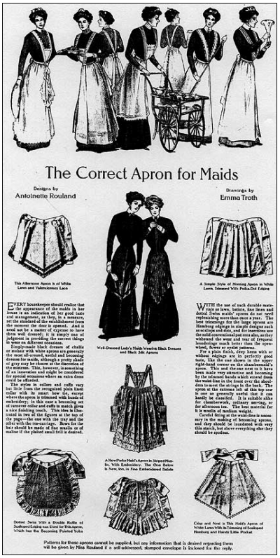 A newspaper advertisement with pictures of maid uniforms