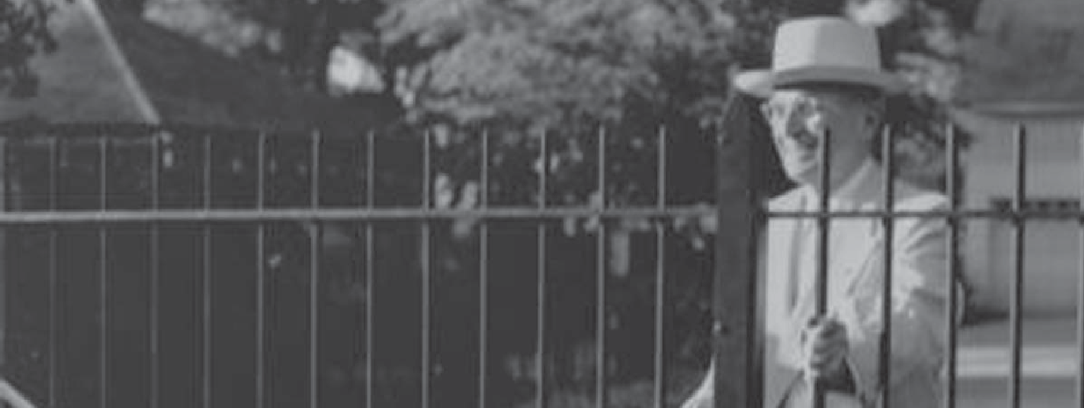 Harry Truman at the north gate of his home