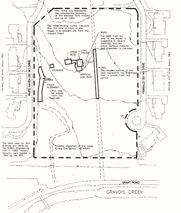 ULSG Cultural Landscape Map 1993 Black and White map showing the boundaries of Ulysses S. Grant NHS and surrounding property.