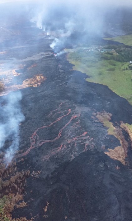 aerial view linear volcanic vent