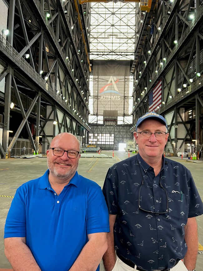 Rodney and Bret in the Vehicle Assembly Building at Kennedy Space Center Rodney and Bret in the Vehicle Assembly Building at Kennedy Space Center