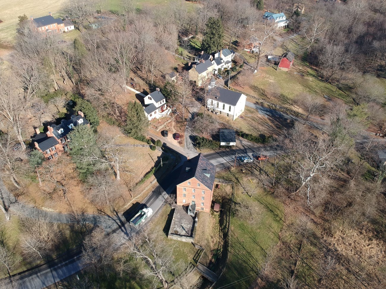 VA_Loudoun County_Waterford Historic District_001 Aerial view of Waterford Historic District 2019