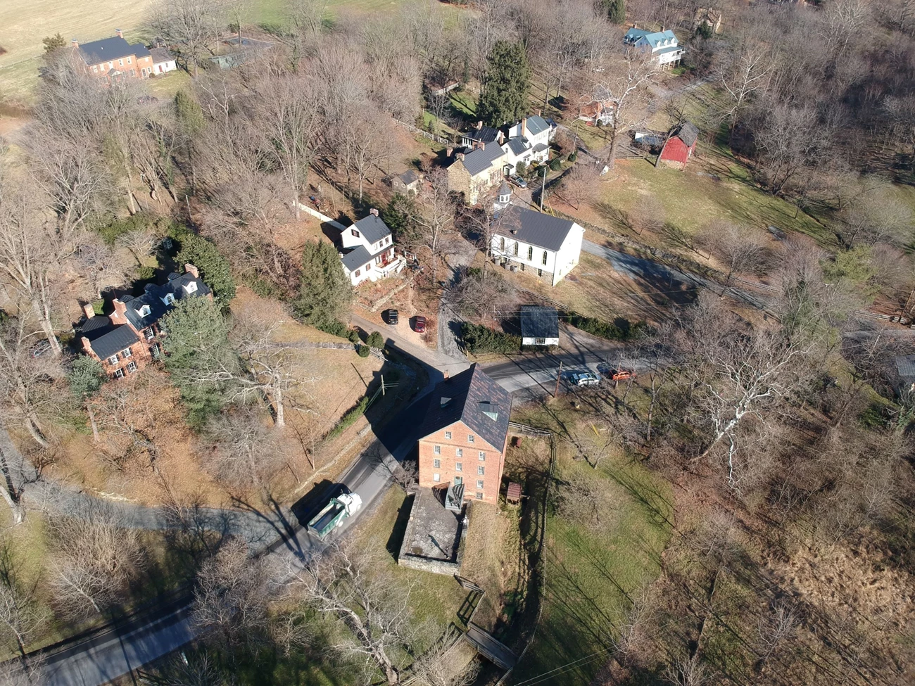 VA_Loudoun County_Waterford Historic District_001 Aerial view of Waterford Historic District 2019