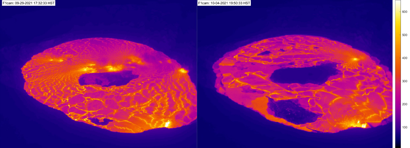 VW_20211007 two thermal images of a lava lake