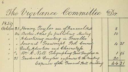 Vigilance Committee Record for Faneuil Hall Meeting and Frederick Douglass.