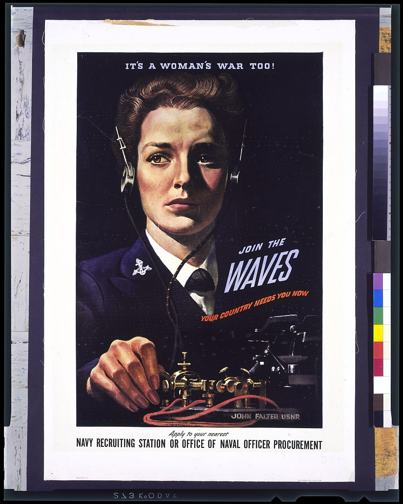 WAVES recuitment women's war Woman with a telegraph machine