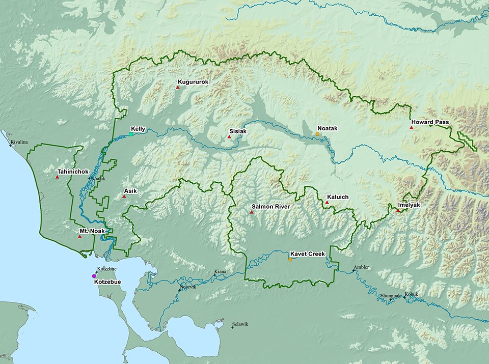 Map of climate stations in Western Arctic Parklands