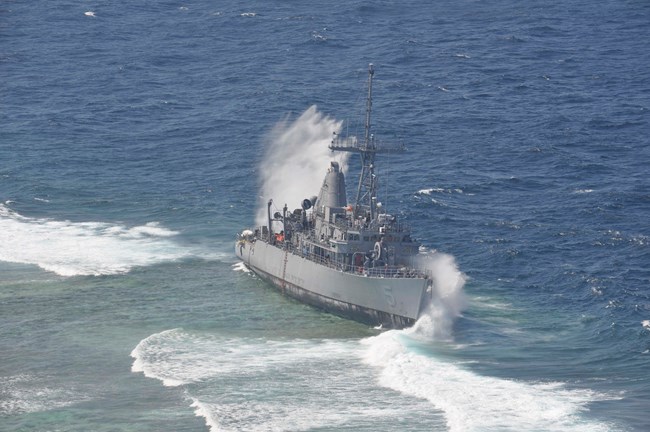 Navy ship on the open sea