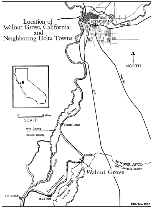 Map depicting Sacramento and Walnut Grove