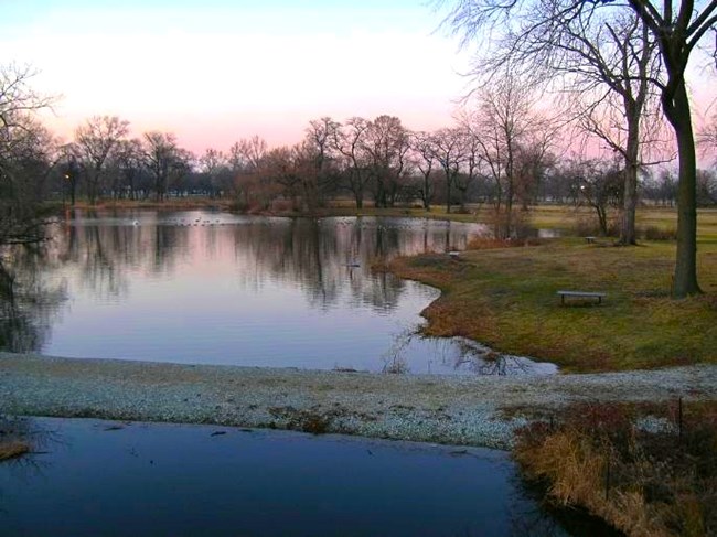 Pond in Washington Park, Chicago, Illinois Pond in Washington Park, Chicago, Illinois