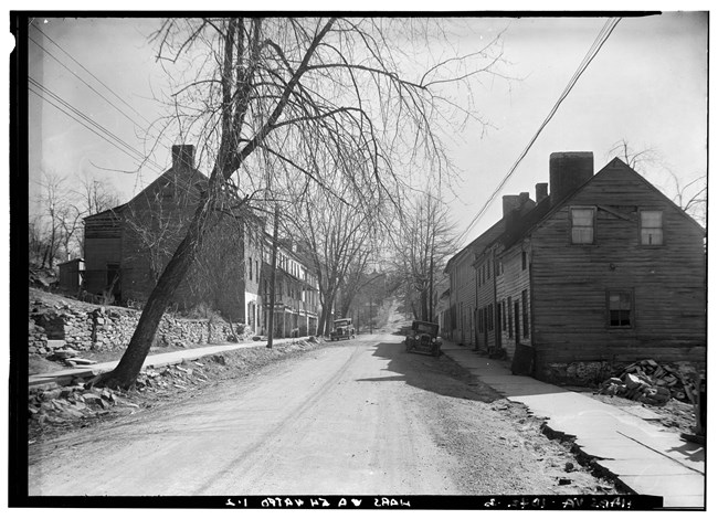 Waterford Village_Image 1 black and white image from 1937 showing houses along Waterford's Main Street