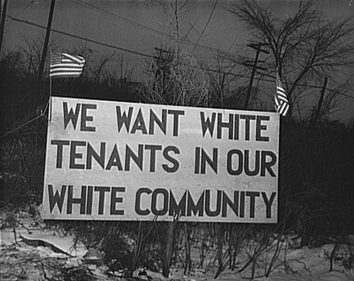 Sign demanding only white tenants in a community Sign demanding only white tenants in a community
