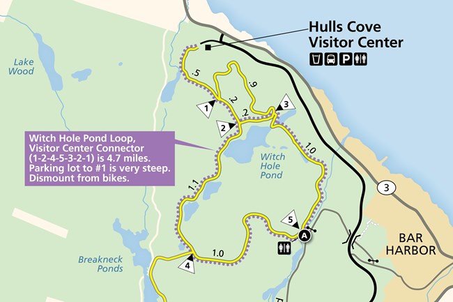 Map of the Witch Hole Pond Carriage Road Loop in Acadia National Park
