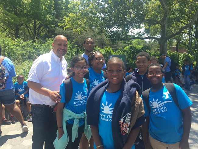 Floyd Myers with YMCA summer campers
