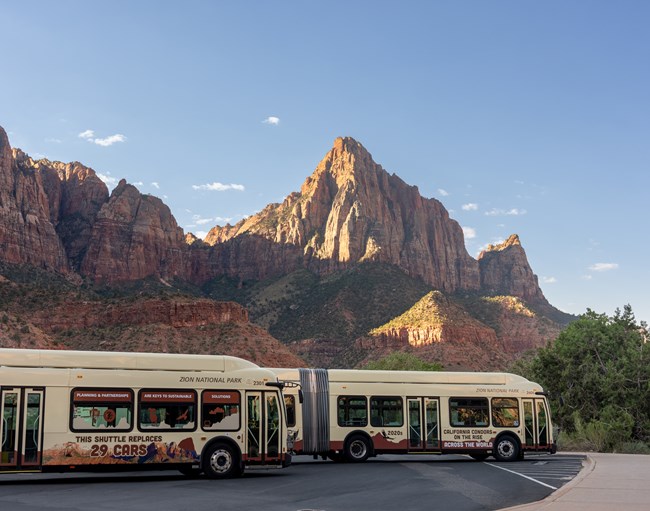 Electric buses at Zion National Park