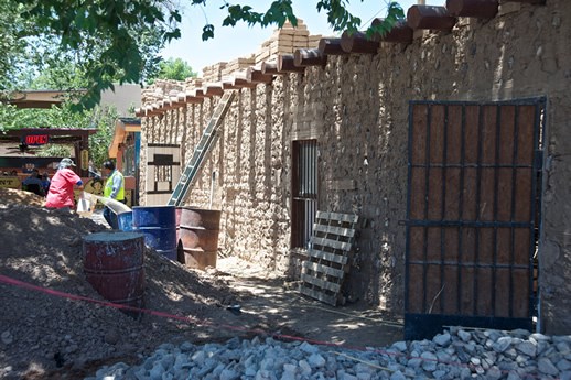 Billy the Kid once helped a friend escape from this 1850’s adobe jail in the San Elizario Historic District in West Texas. Here, local preservationists help keep the structure intact with a fresh coat of compatible plaster. Photo © Jack Parsons