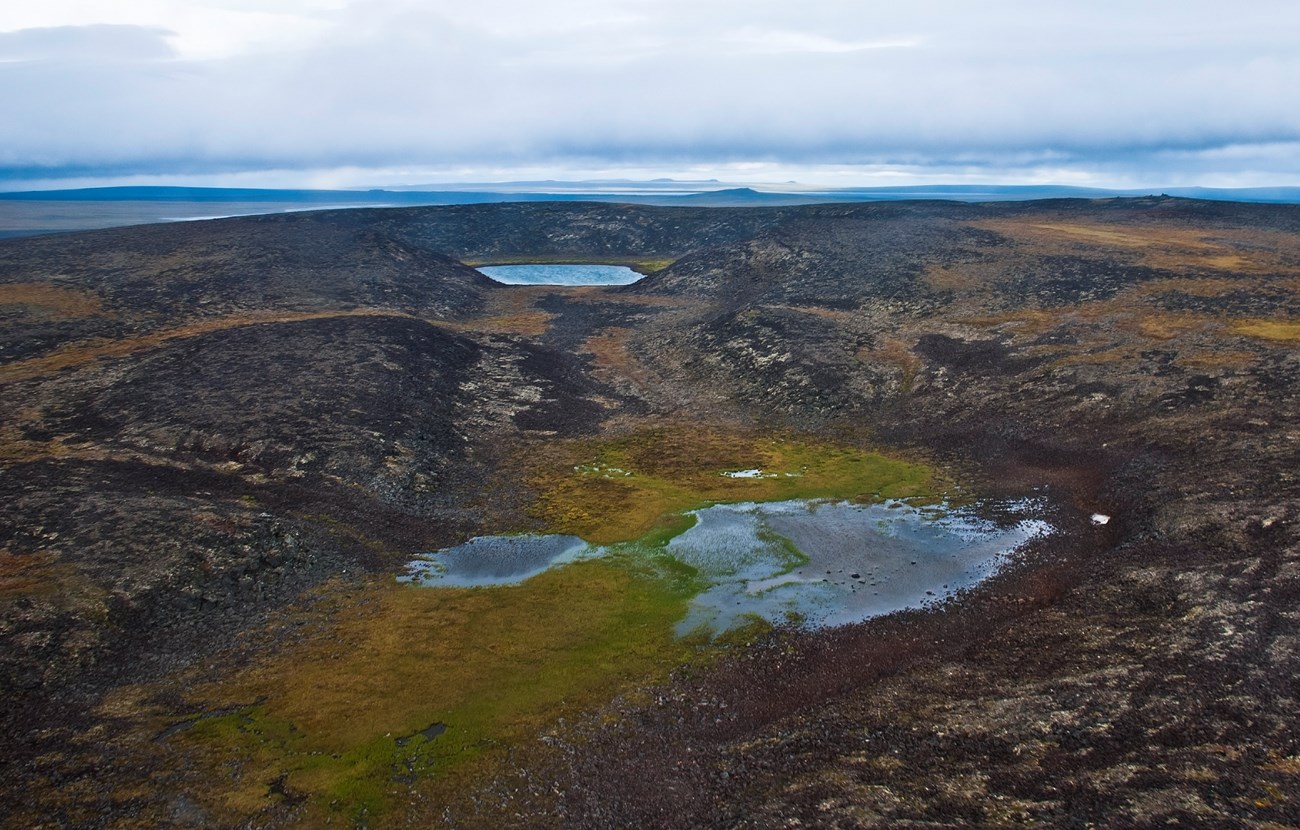 photo of two calderas with lakes