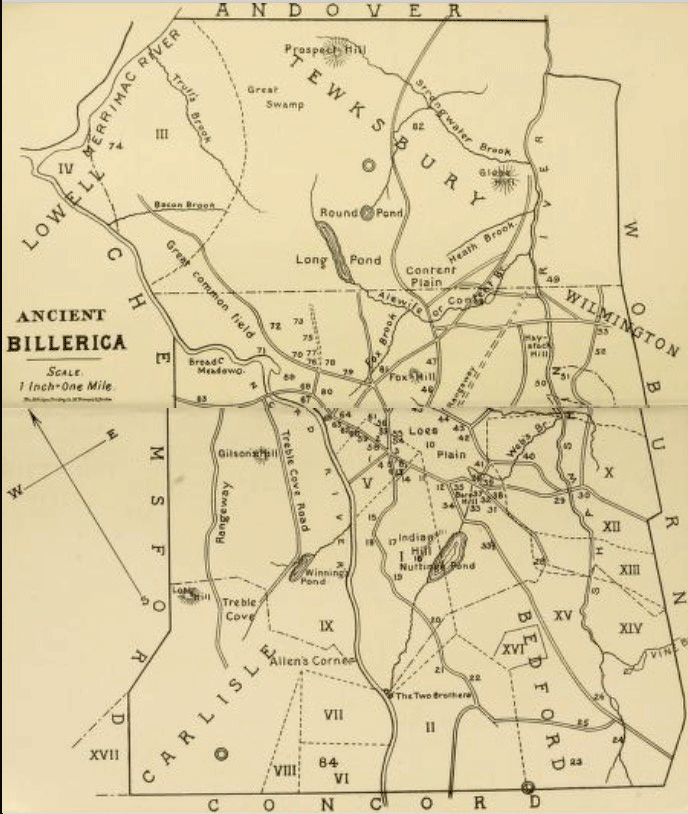 an old map of Billerica