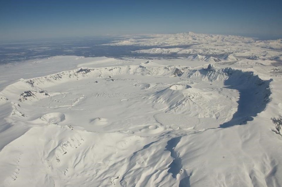 snow covered summit crater