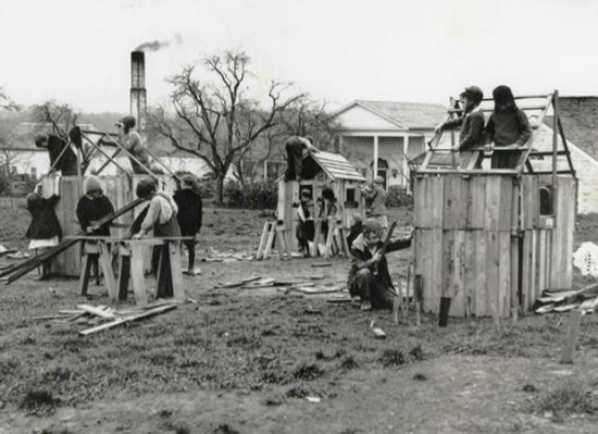 photo of children in small town.