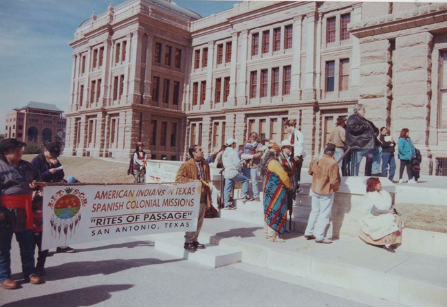 Protest in front of a building