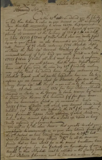 Handwritten cursive letter. The paper is stained a yellow-brown color.