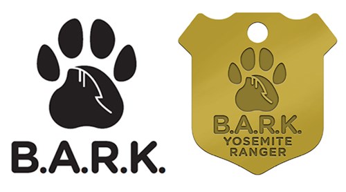 Paw print logo and badge dog tag