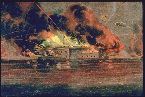 painting of the bombardment of fort sumter