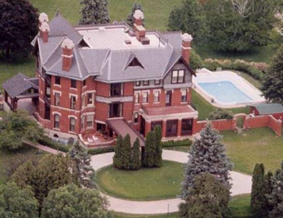 Large brick mansion.