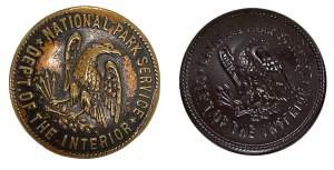 Two buttons with eagle motif in center