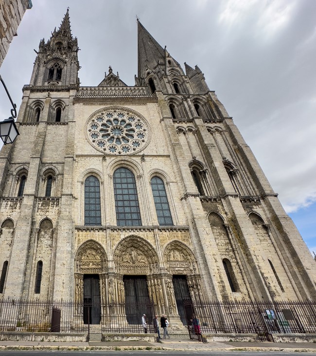 The outside of large cathedral in Strasbourg, France.