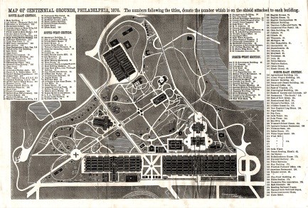 centennial-expo-map-2 a map of the centennial and labels letting you know where buildings and tents were located
