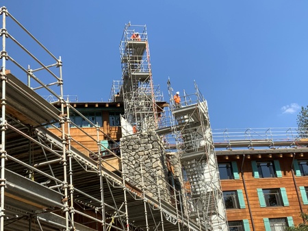 Chimney reinforcement work from below Chimney reinforcement work from below